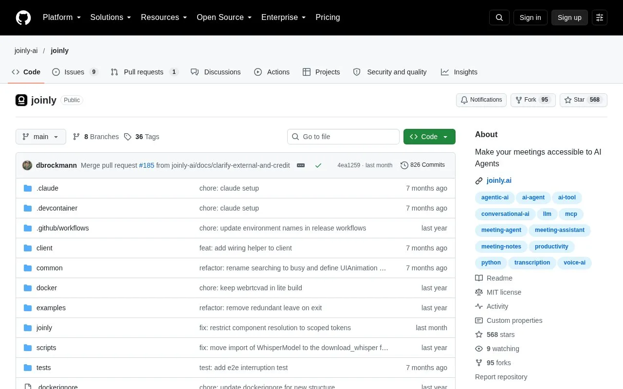 joinly homepage screenshot