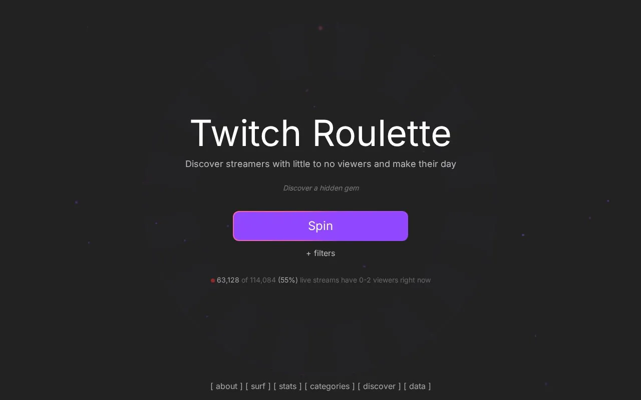 Twitch Roulette homepage screenshot