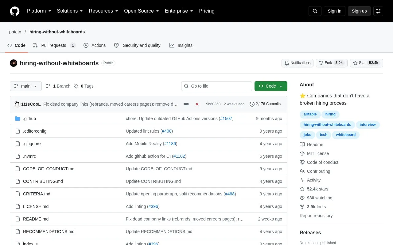 Hiring Without Whiteboards homepage screenshot