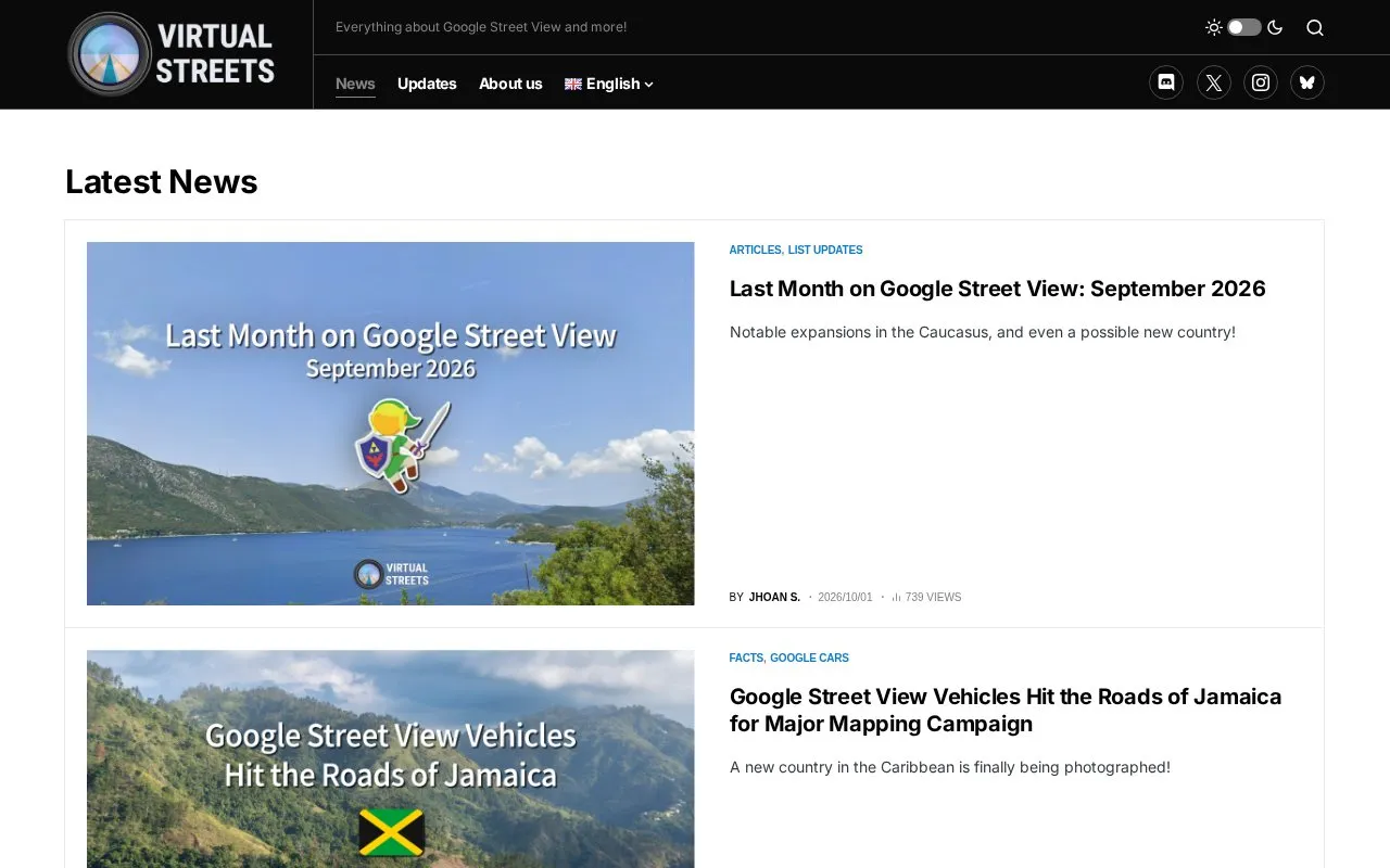 VirtualStreets homepage screenshot