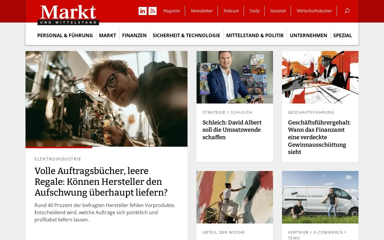 Markt und Mittelstand homepage screenshot