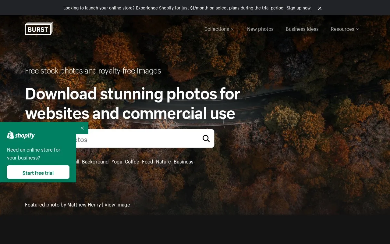 Burst homepage screenshot