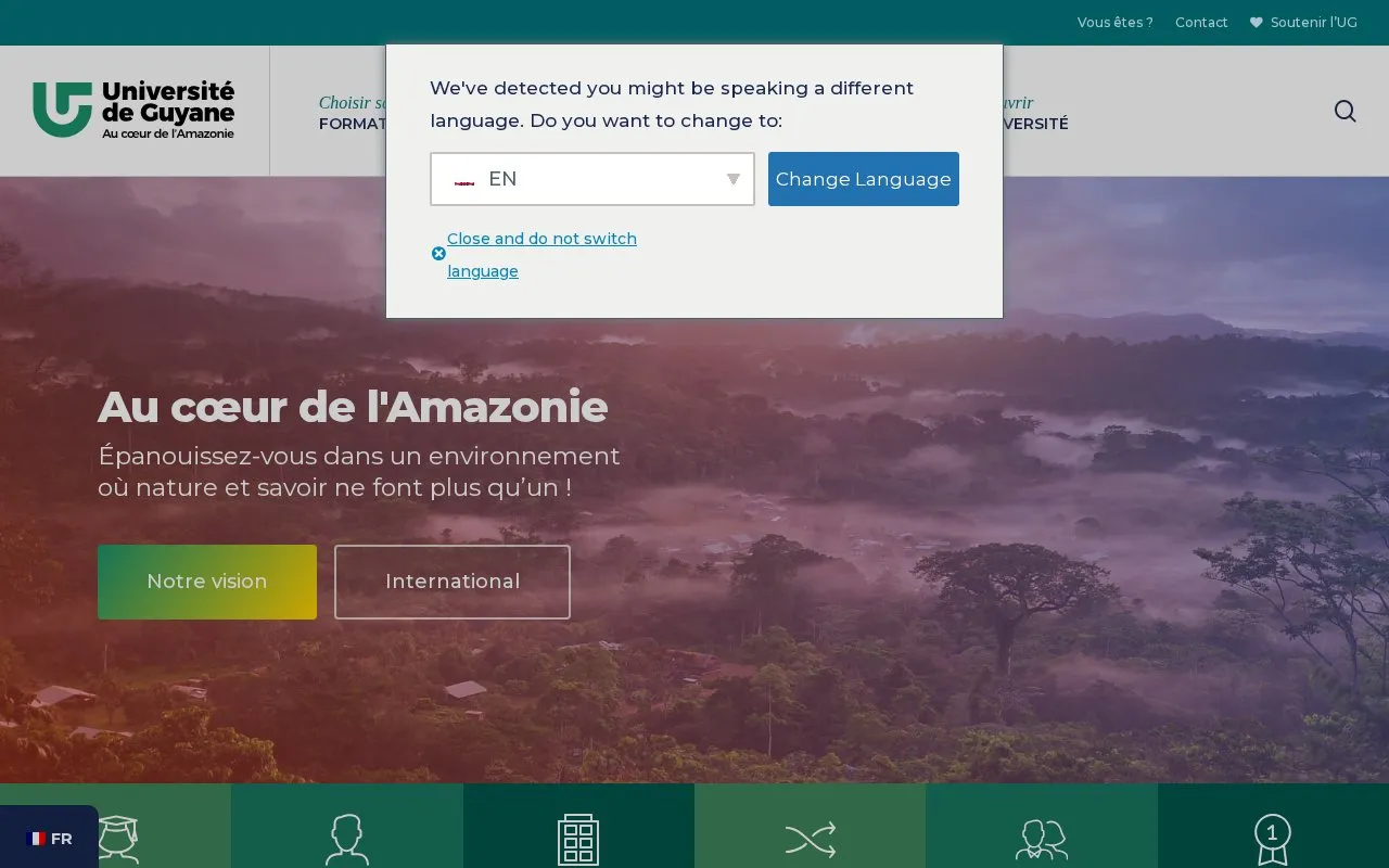 Université de Guyane homepage screenshot