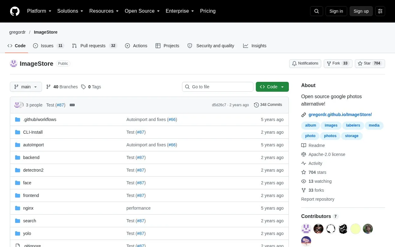 imagestore homepage screenshot