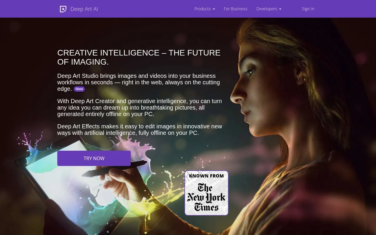 Deep Art Effects homepage screenshot