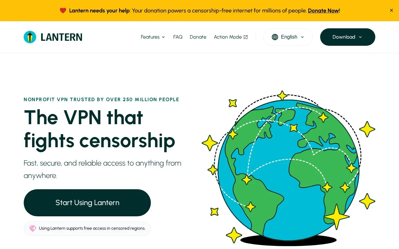 Lantern homepage screenshot