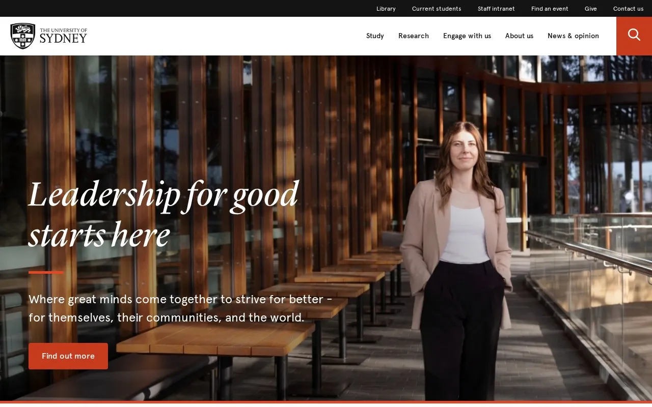 University of Sydney homepage screenshot