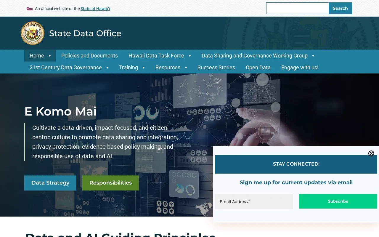State of Hawaii homepage screenshot