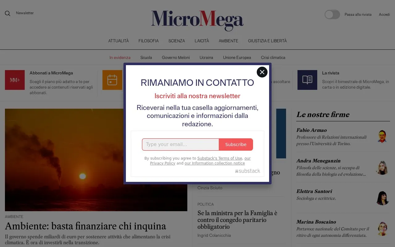 Micromega homepage screenshot