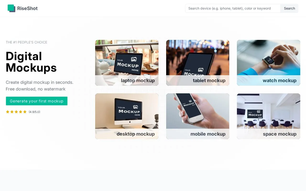 RiseShot homepage screenshot
