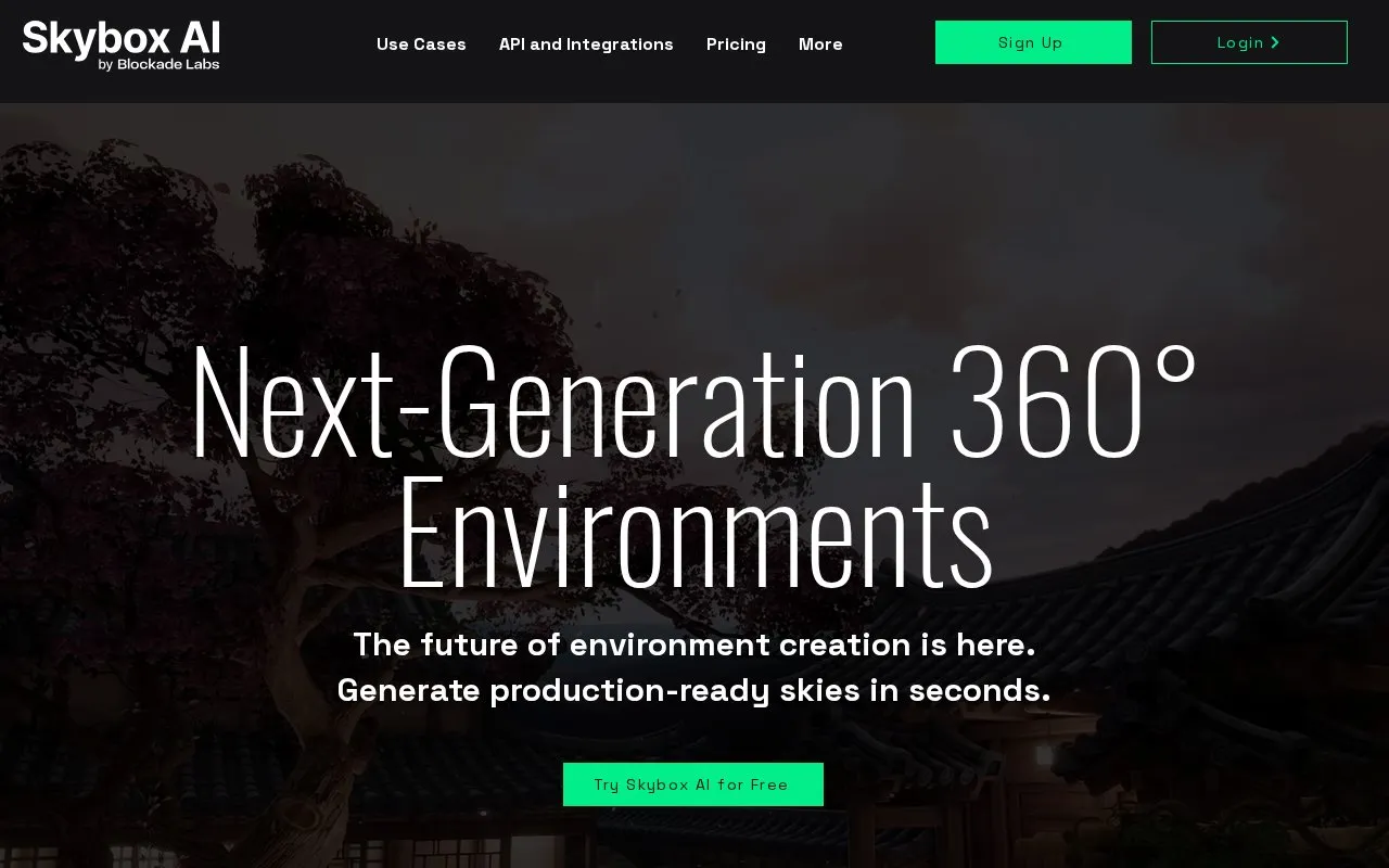 Skybox AI homepage screenshot