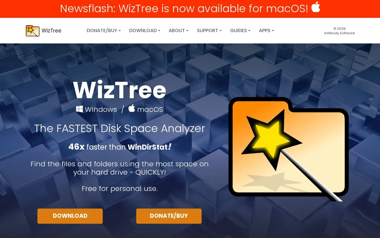 WizTree homepage screenshot