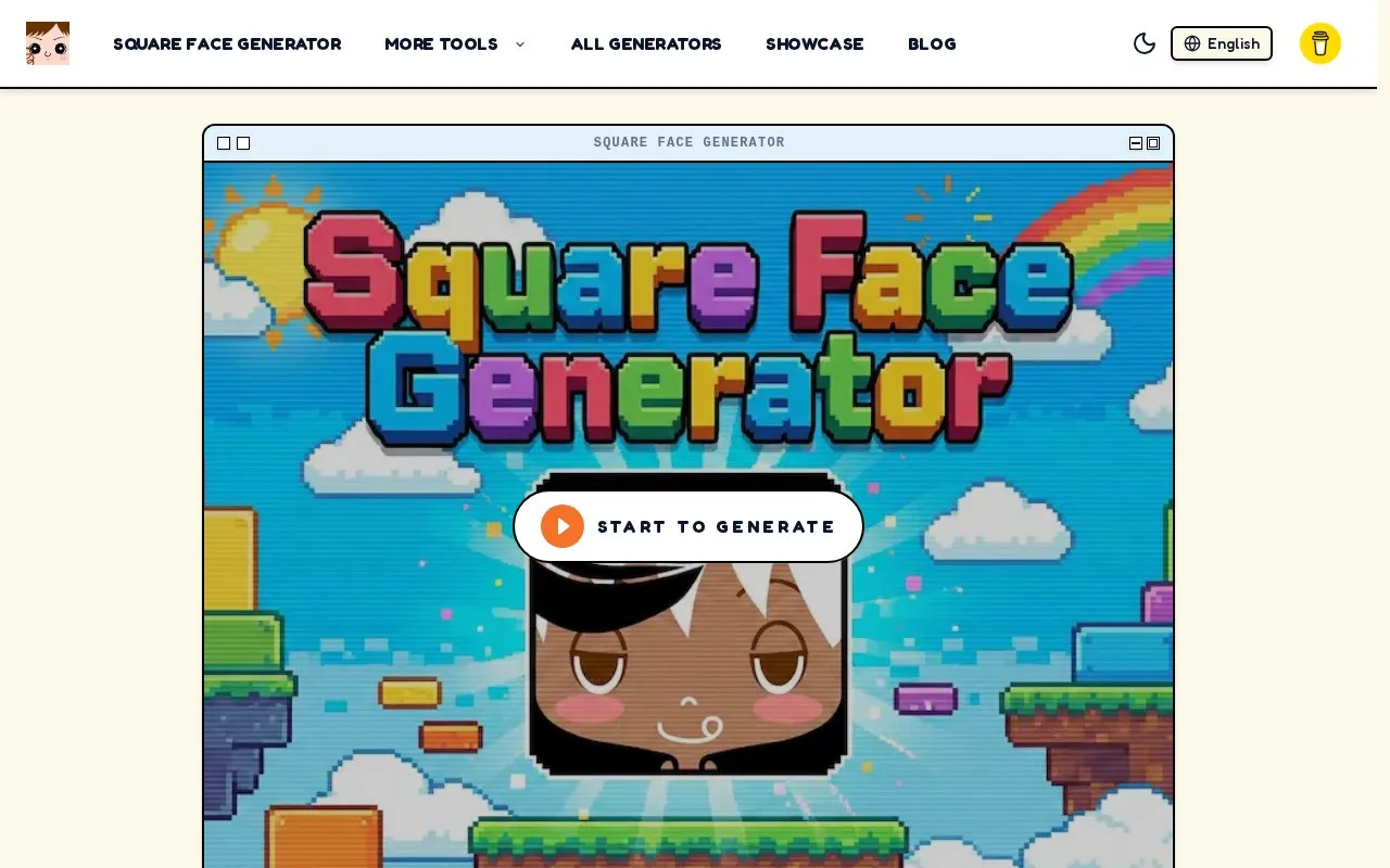 Square Face Generator homepage screenshot