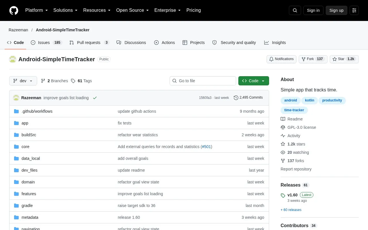 SimpleTimeTracker homepage screenshot