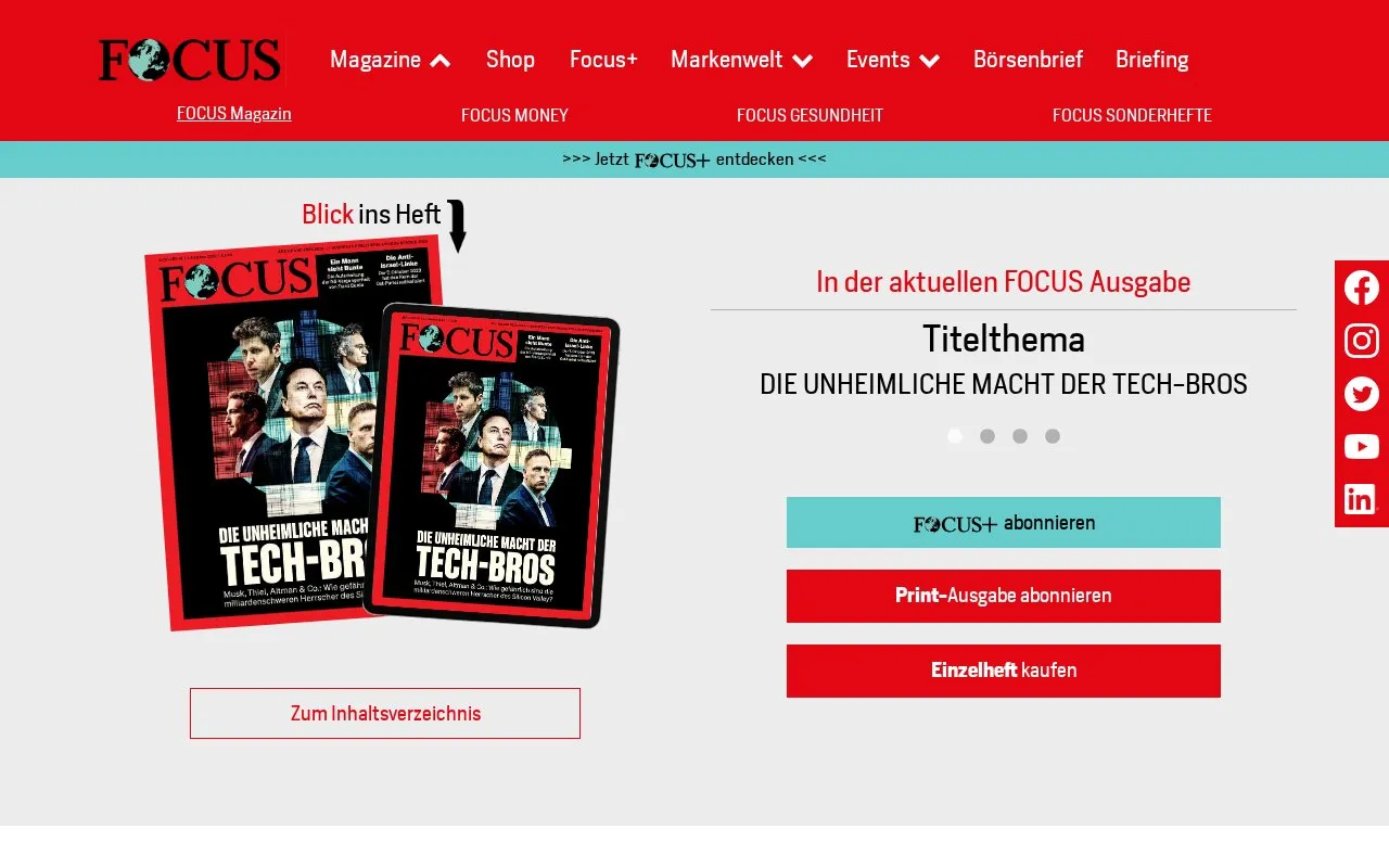 Focus homepage screenshot