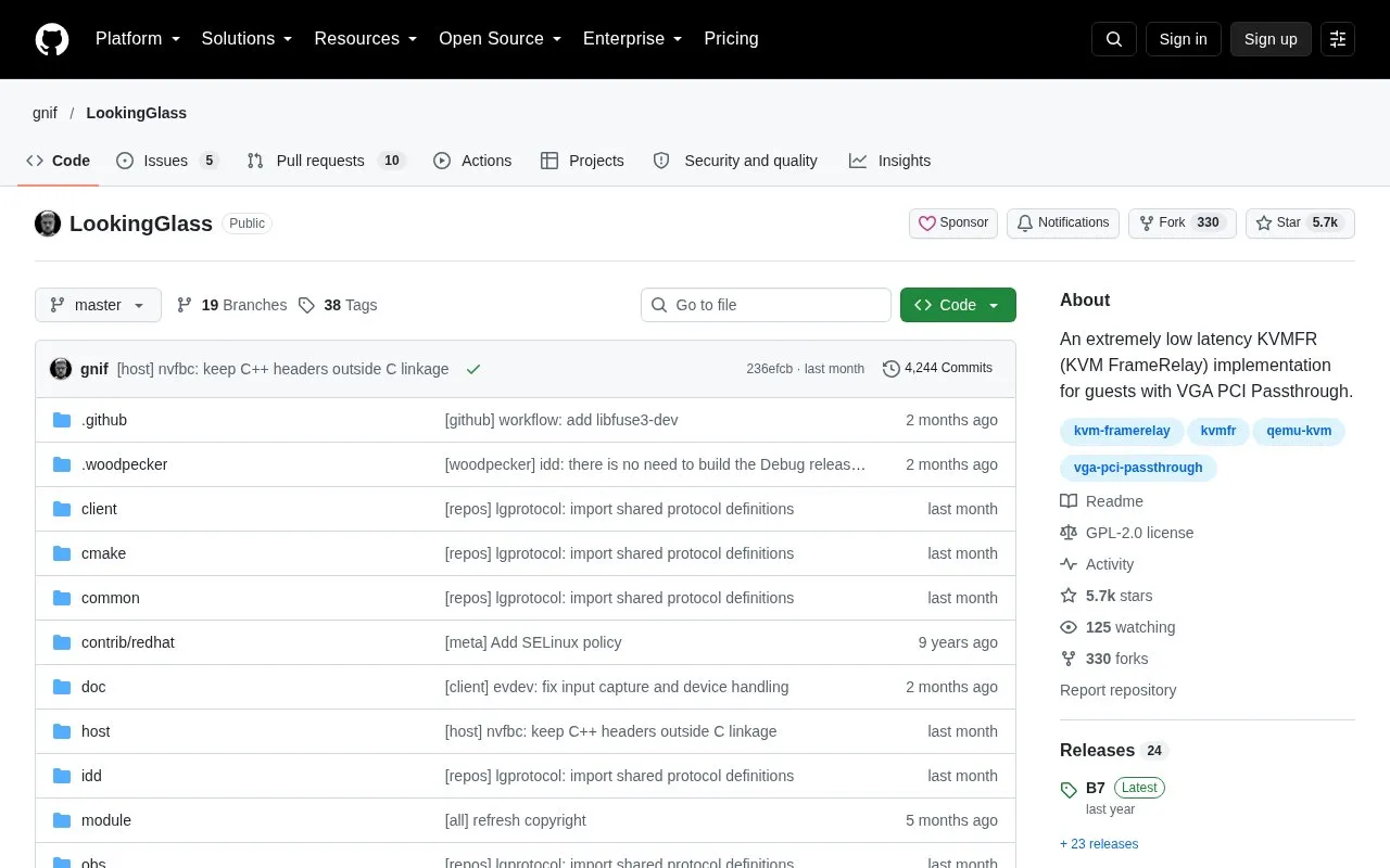 Looking Glass homepage screenshot