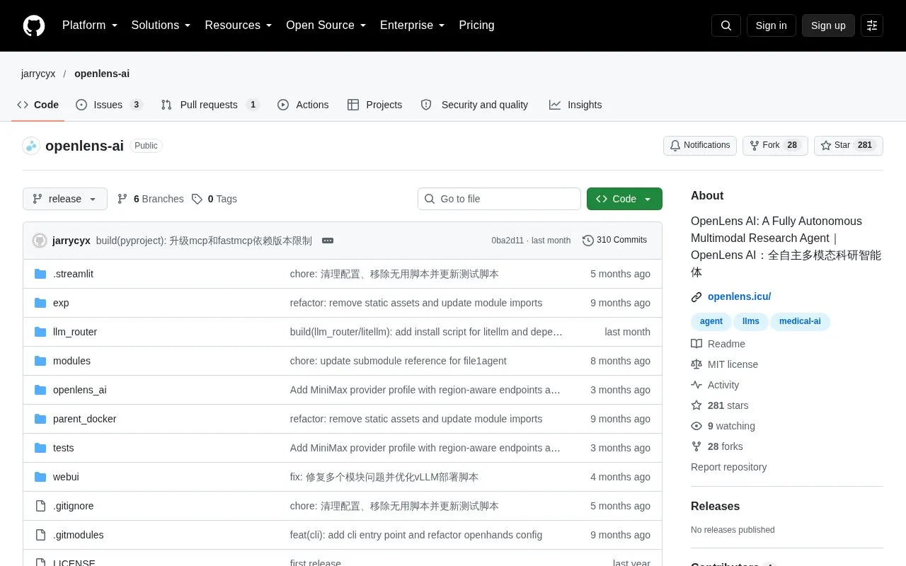 OpenLens AI homepage screenshot