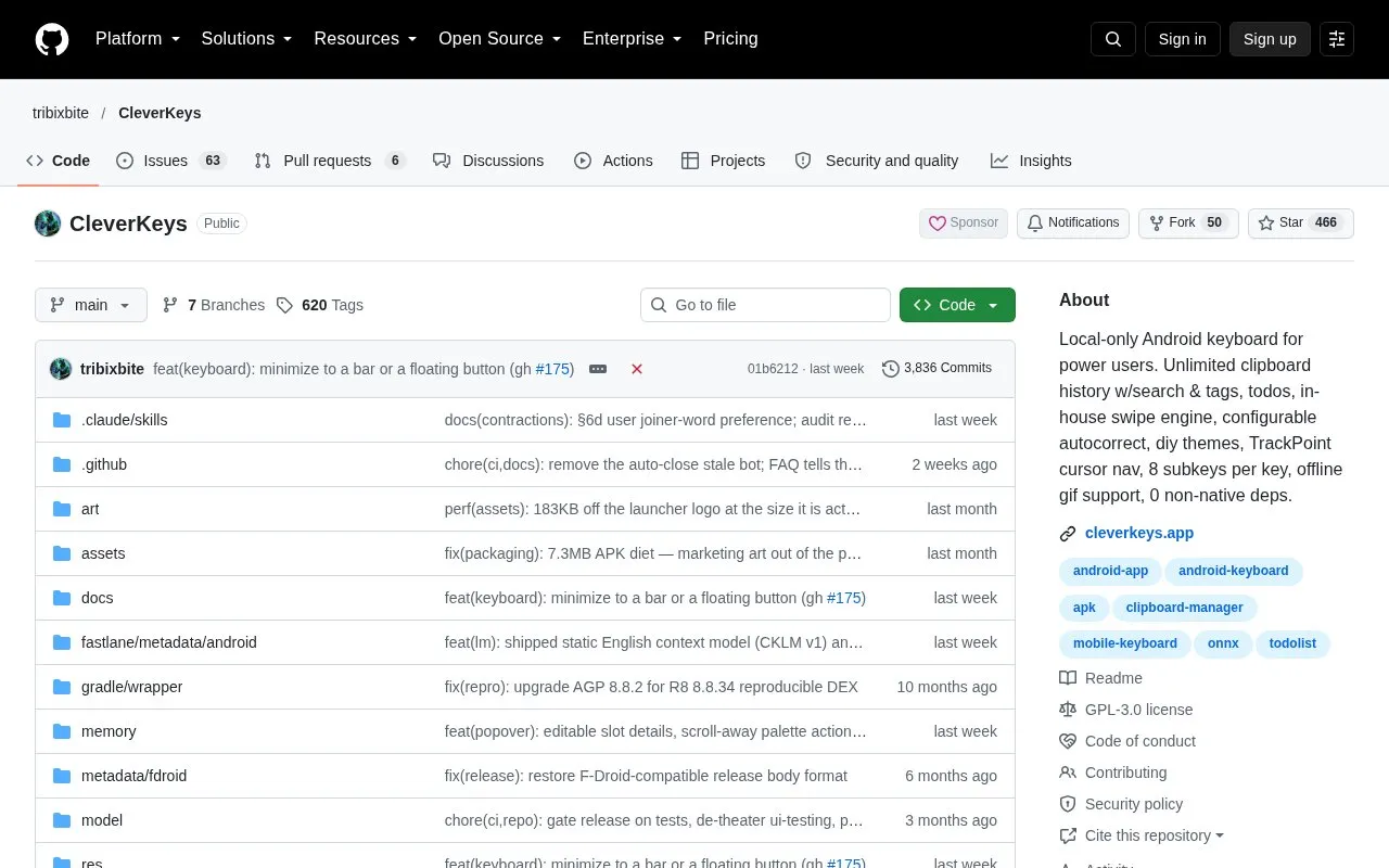CleverKeys homepage screenshot