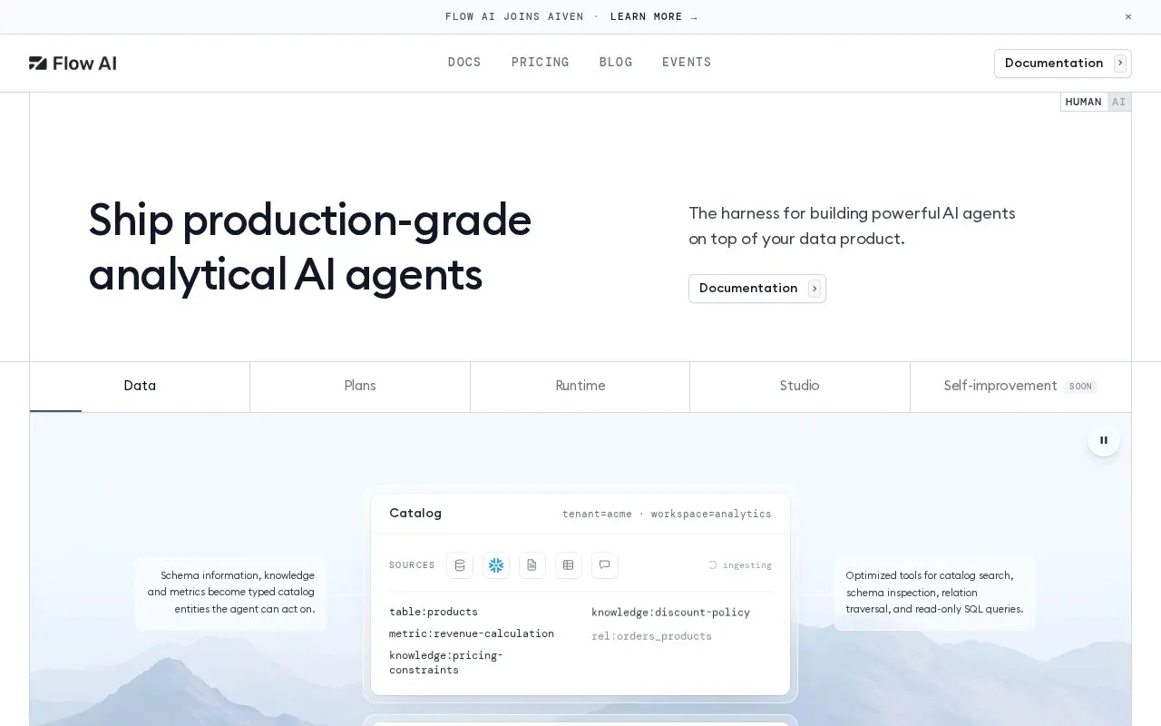 Flow AI homepage screenshot