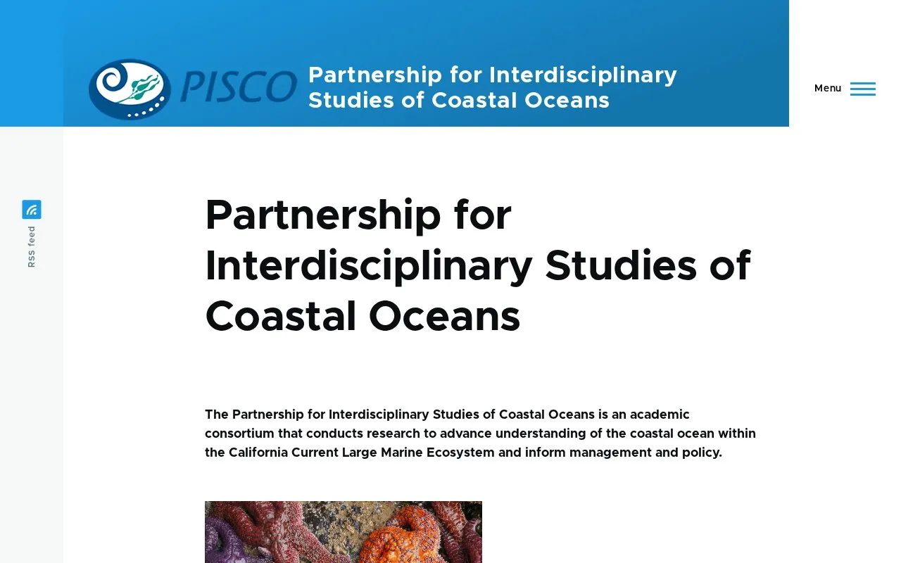 Partnership for Interdisciplinary Studies of Coastal Oceans homepage screenshot