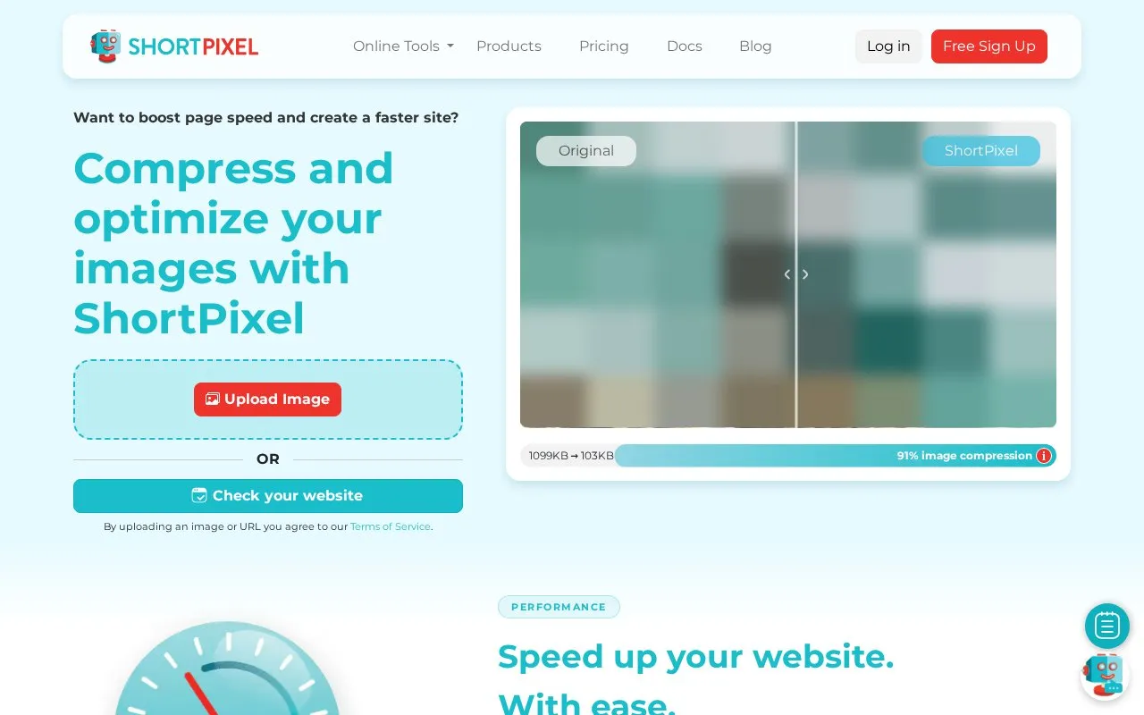 ShortPixel homepage screenshot