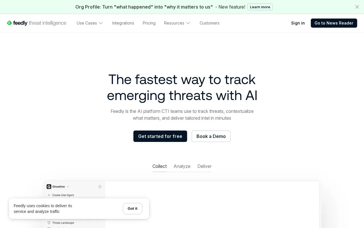 Feedly homepage screenshot