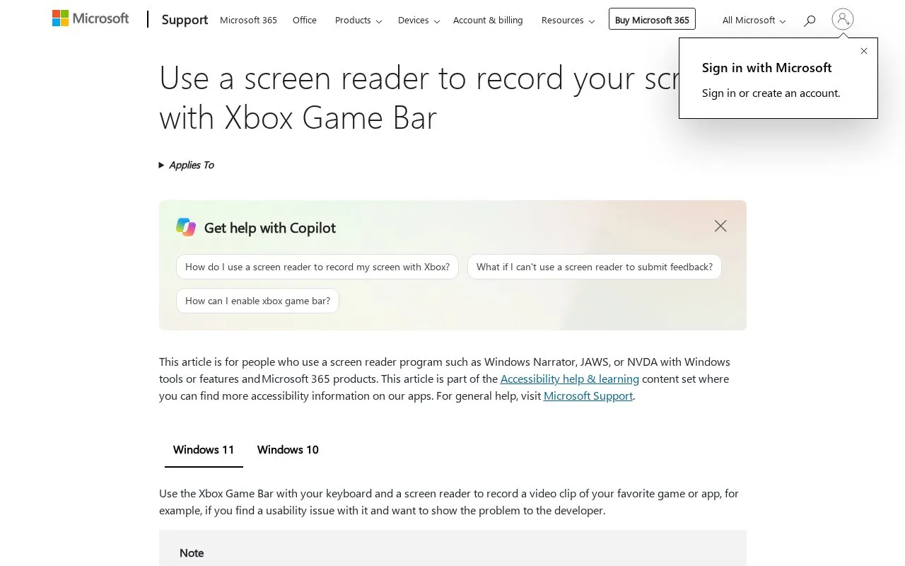Xbox Game Bar homepage screenshot