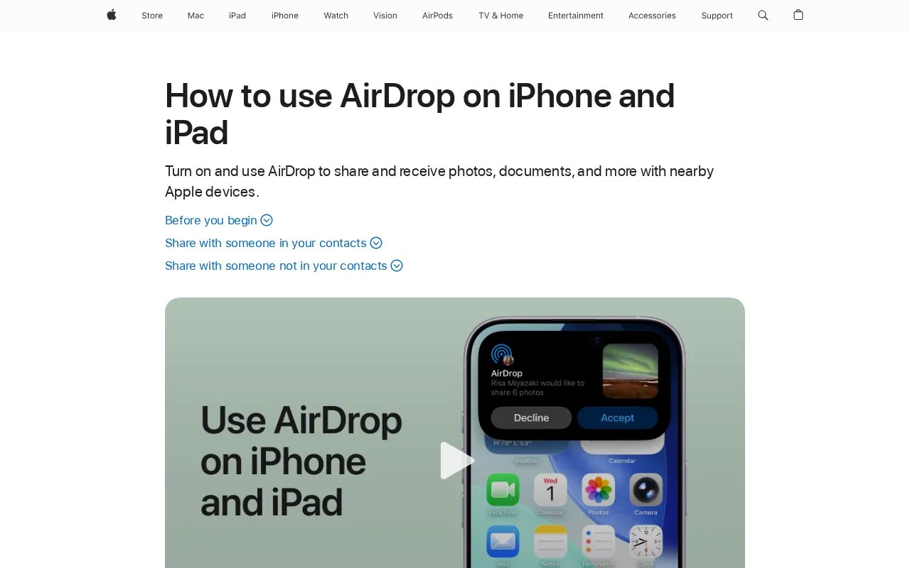 AirDrop homepage screenshot