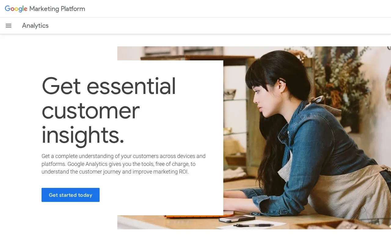 Google Analytics homepage screenshot