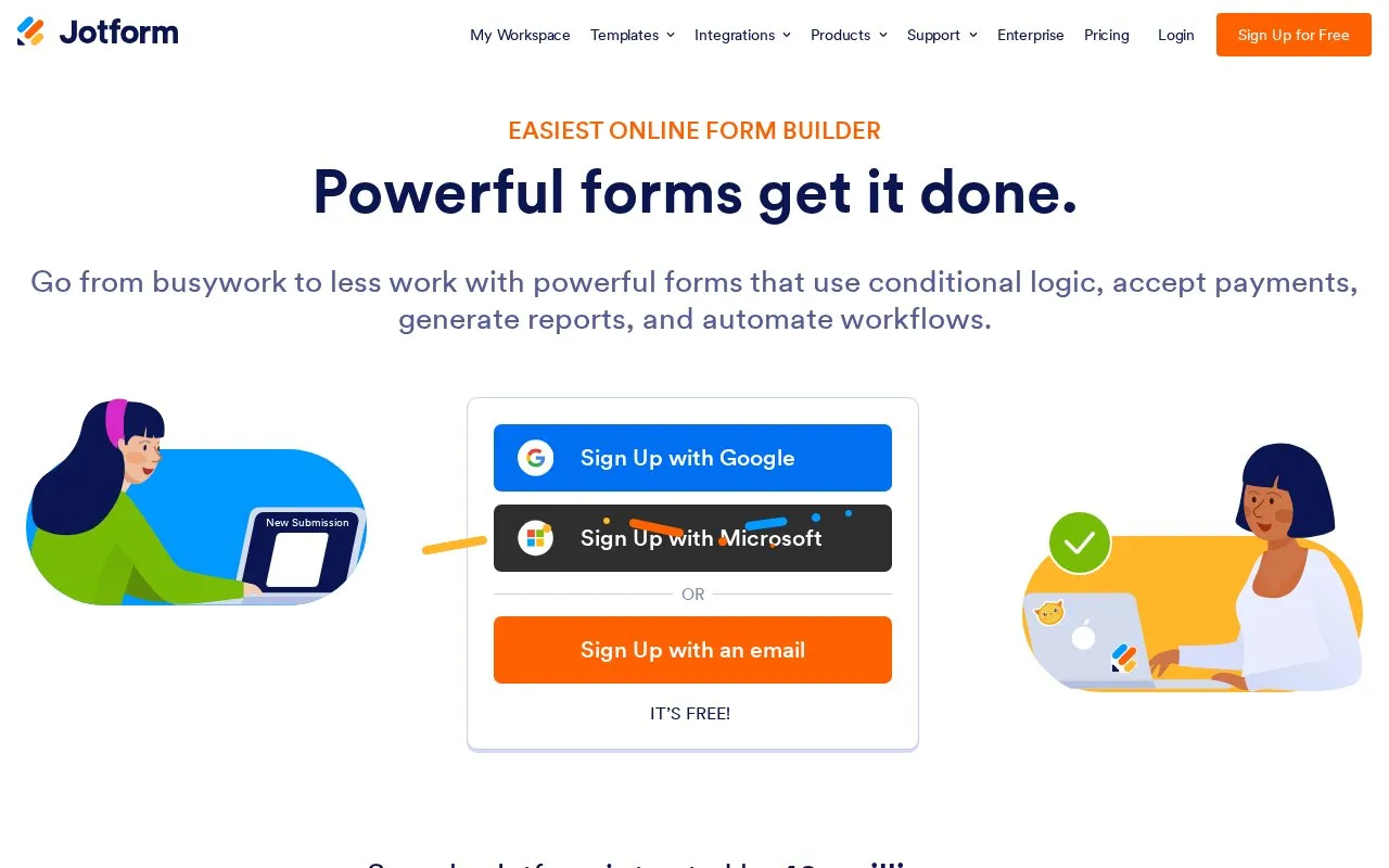 Jotform homepage screenshot
