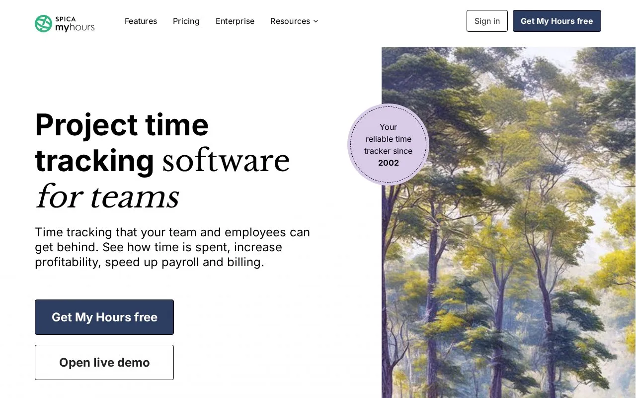 My Hours homepage screenshot
