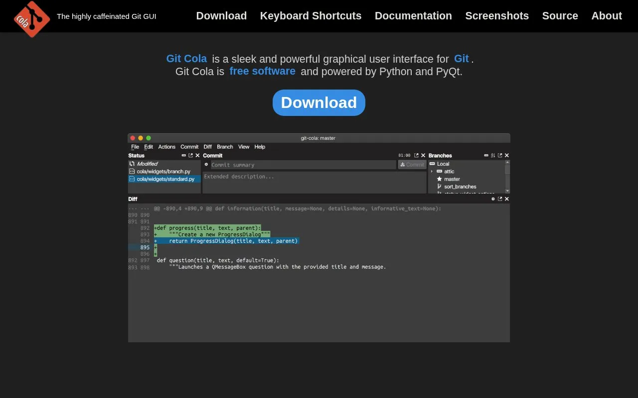 git-cola homepage screenshot