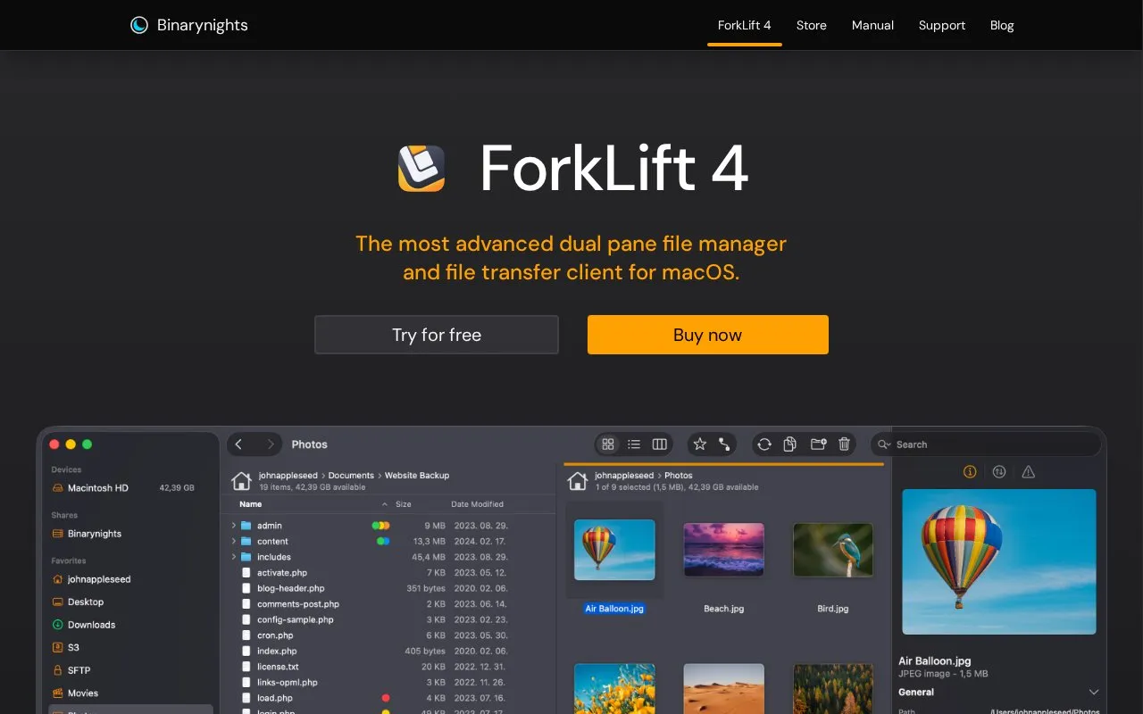 ForkLift homepage screenshot