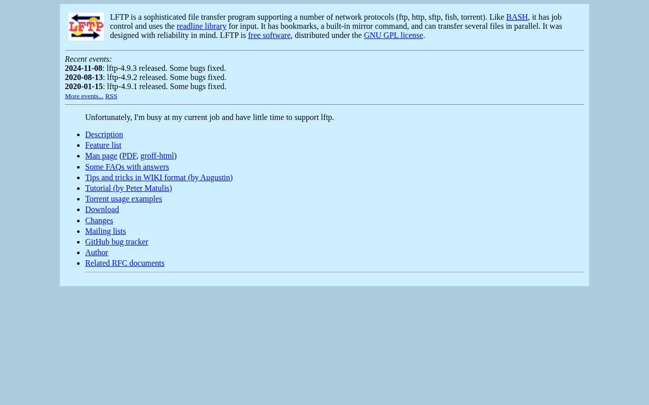 lftp homepage screenshot
