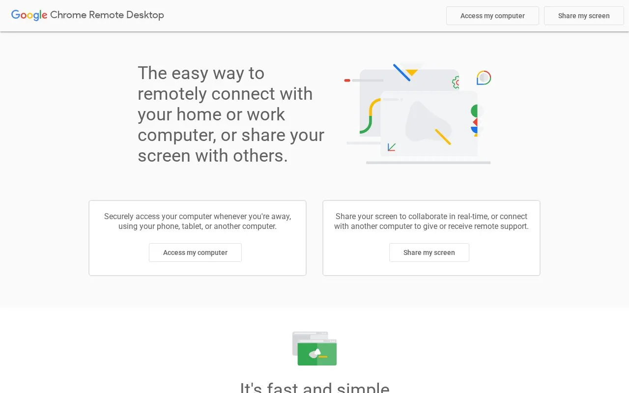 Chrome Remote Desktop homepage screenshot