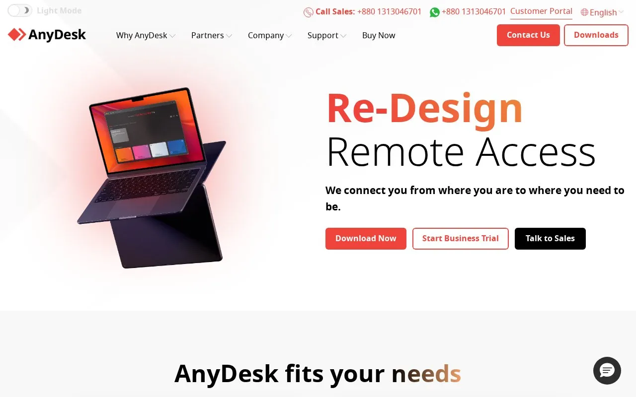 AnyDesk homepage screenshot