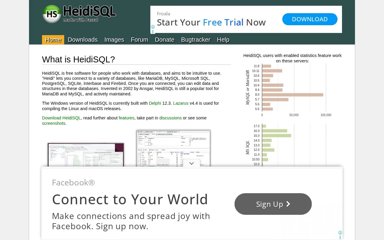 HeidiSQL homepage screenshot