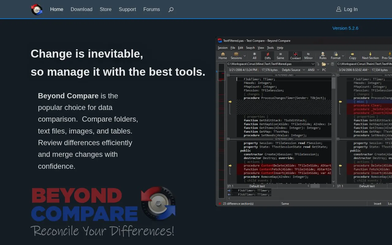 Beyond Compare homepage screenshot