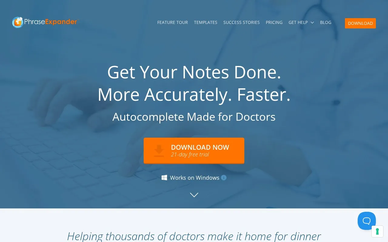 PhraseExpander homepage screenshot