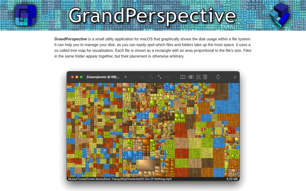 GrandPerspective homepage screenshot
