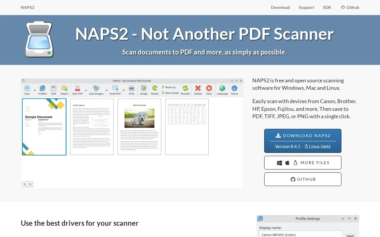 NAPS2 homepage screenshot