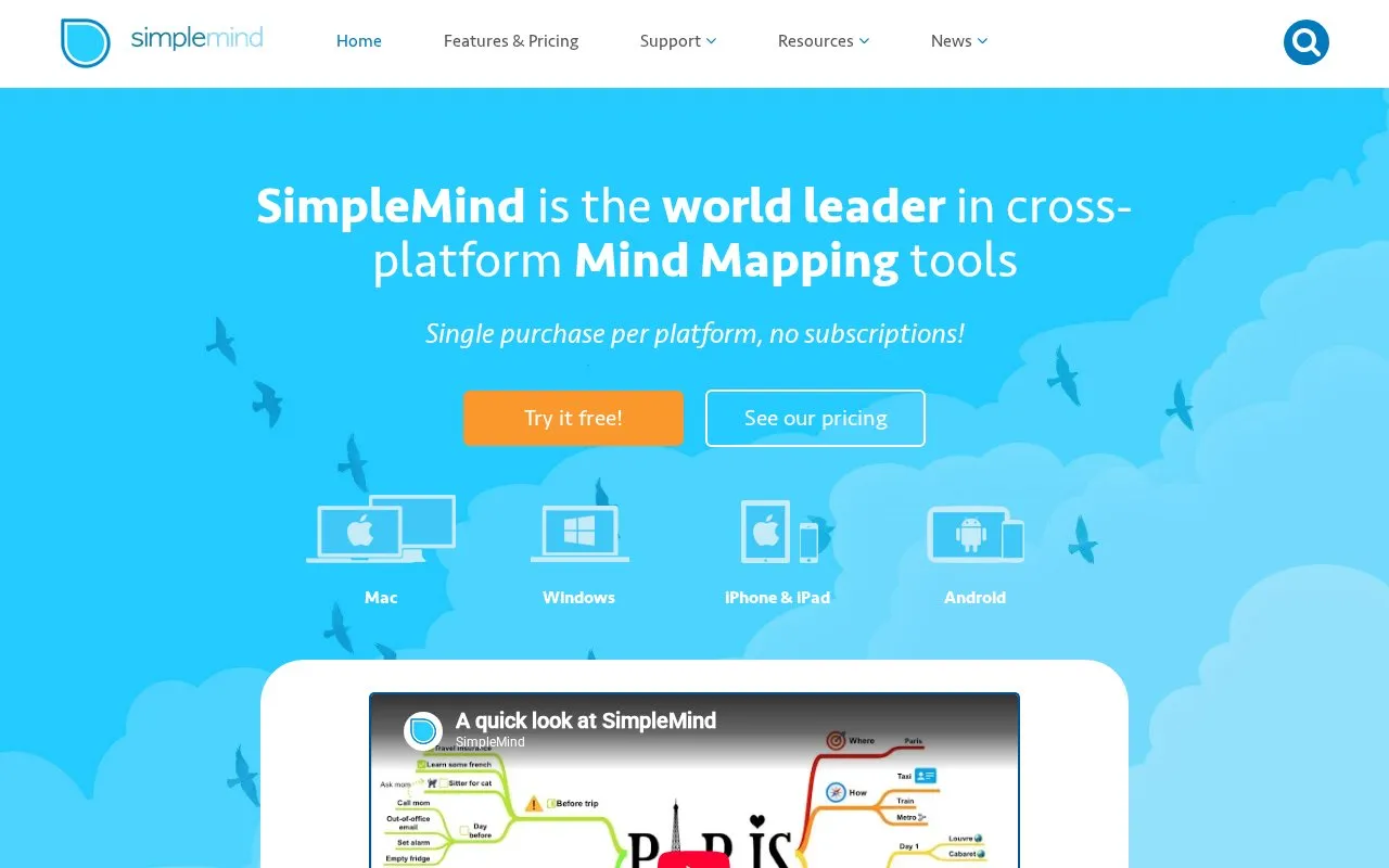 SimpleMind homepage screenshot