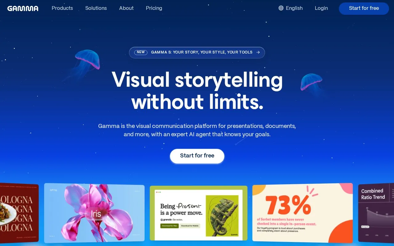 Gamma homepage screenshot