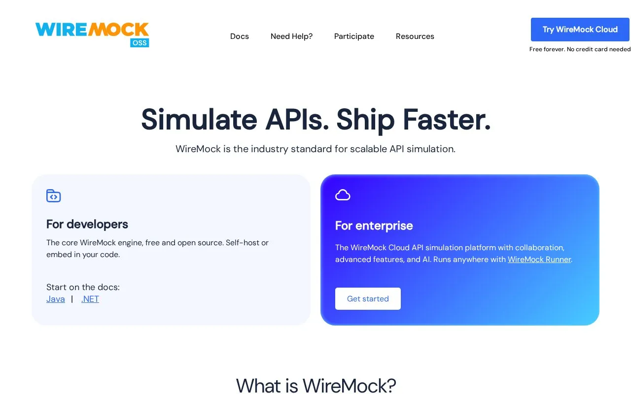 WireMock homepage screenshot