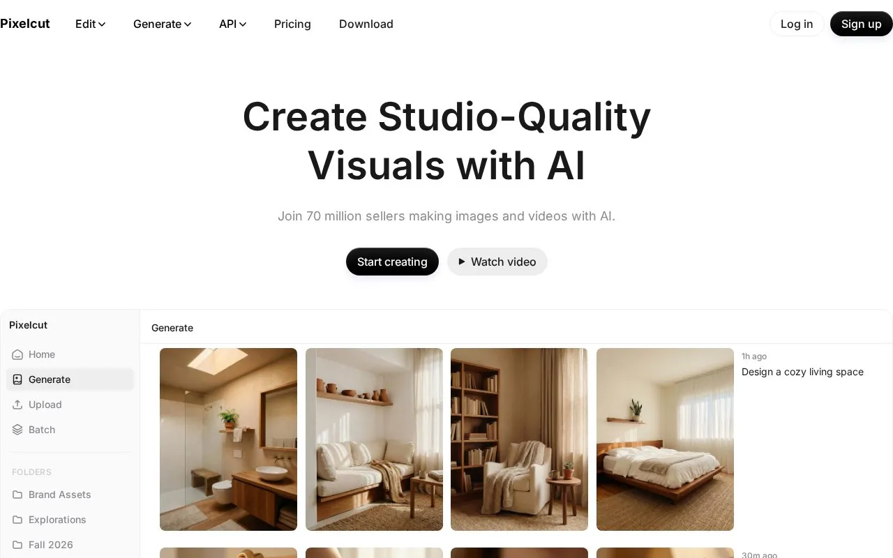 Pixelcut homepage screenshot