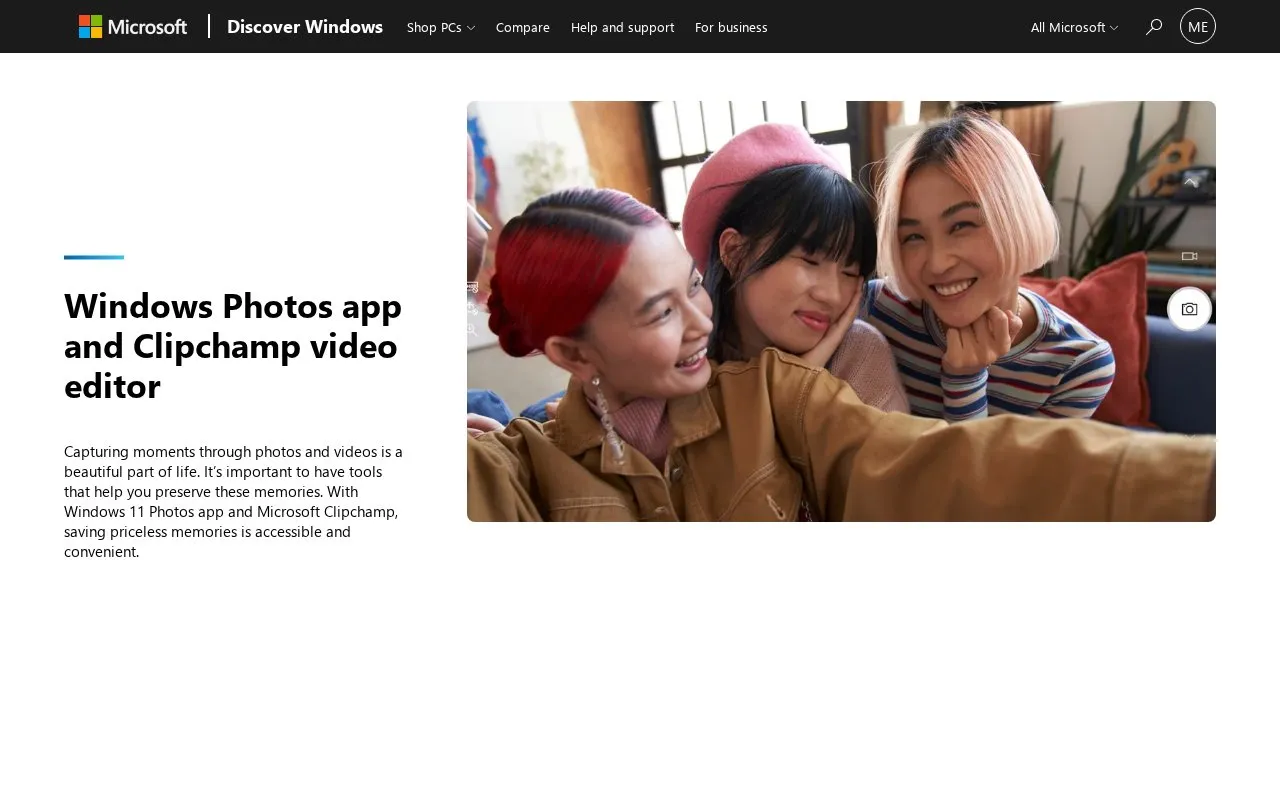 Microsoft Photos homepage screenshot