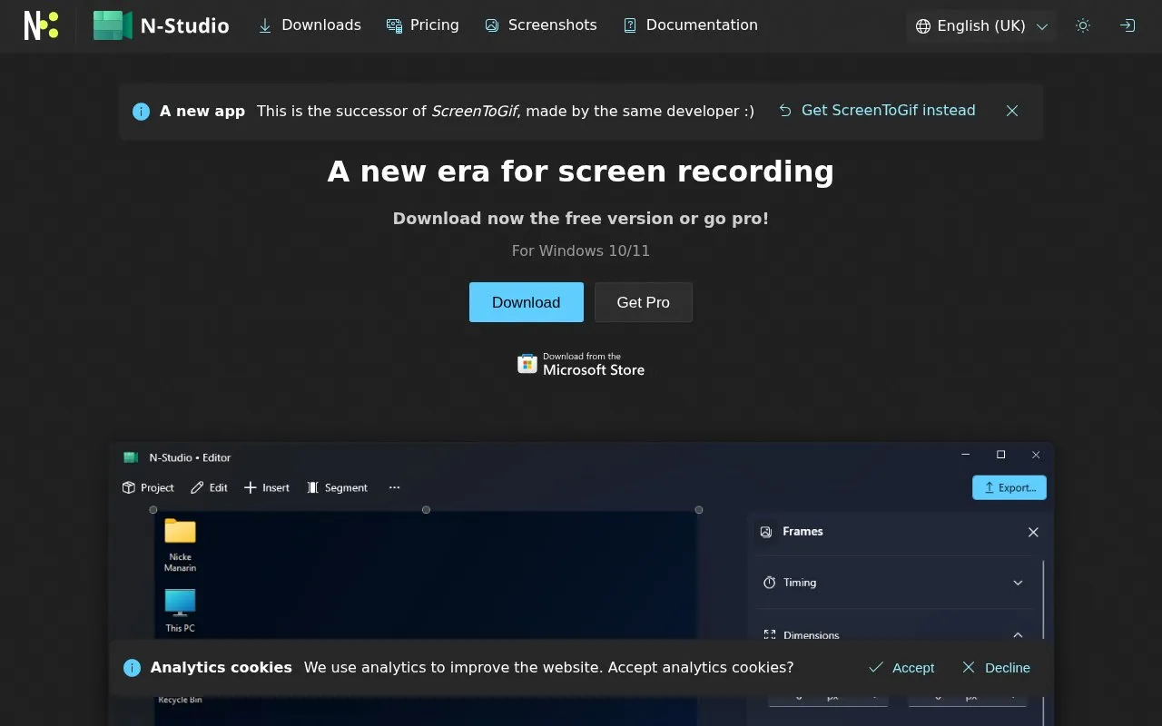 ScreenToGif homepage screenshot