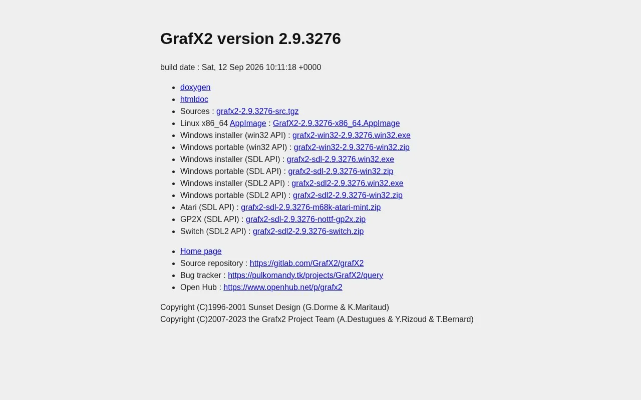 GrafX2 homepage screenshot