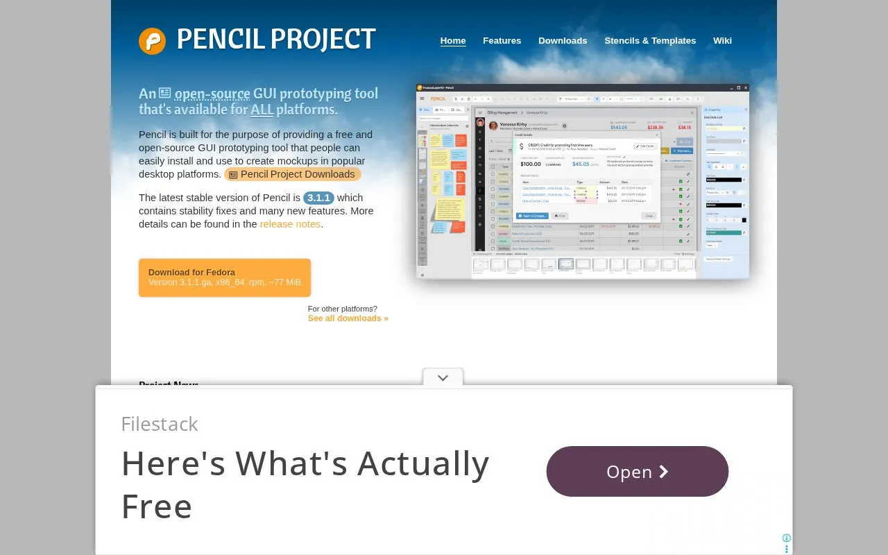 Pencil Project homepage screenshot