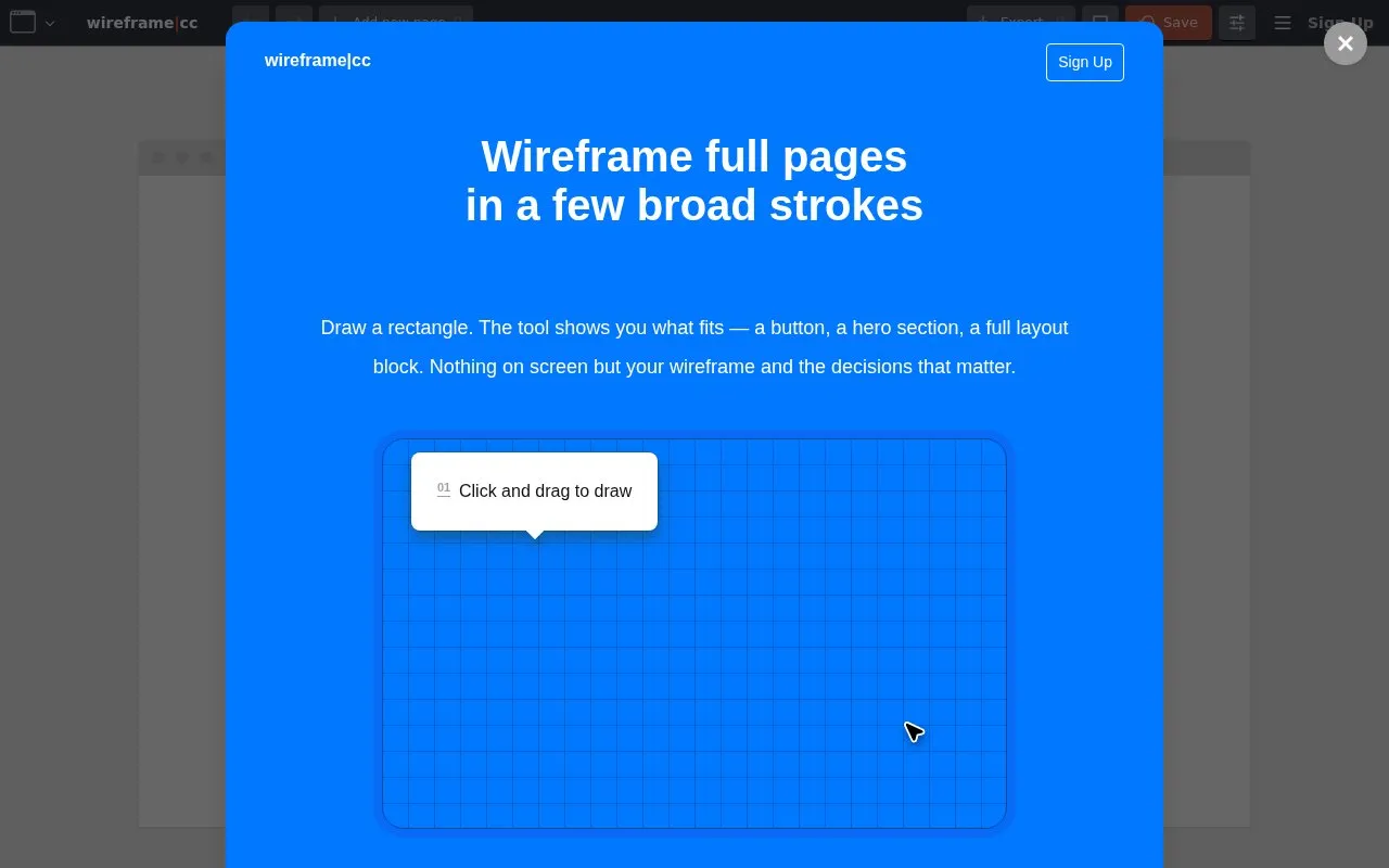 Wireframe.cc homepage screenshot